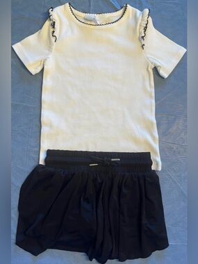 Butterfly shorts & white top, Girls